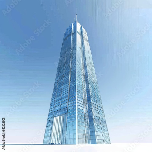 tall building with a glass facade and a sky background
