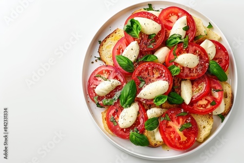 Baked Panzanella Caprese with Fresh Ingredients and Colorful Presentation