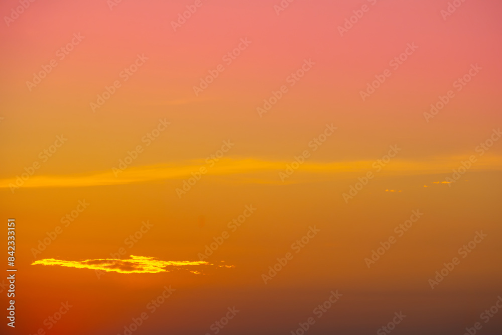 Enjoy a panoramic view of the skyline. The sun rises in the morning sky with colorful clouds. and beautiful cloud patterns In the soft light of the morning	
