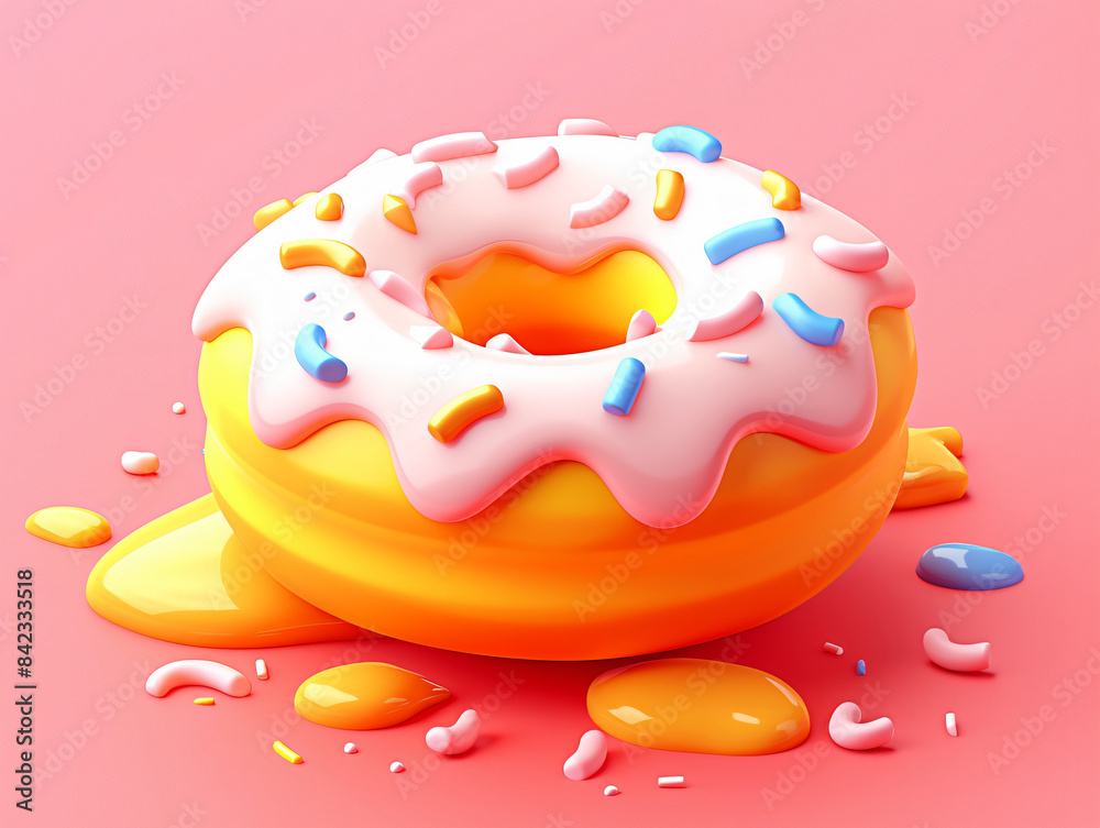 Yellow Donut with Pink Icing and Sprinkles for Food Photography Yellow Donut with Pink Icing and Sprinkles for Food Photography