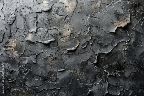 Textured Black and Grey Peeling Paint Surface for Backgrounds and Overlays © Jullia