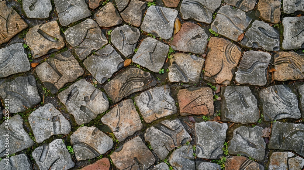 Texture background of footpath bricks with worm like patterns Texture background of footpath bricks with worm like patterns