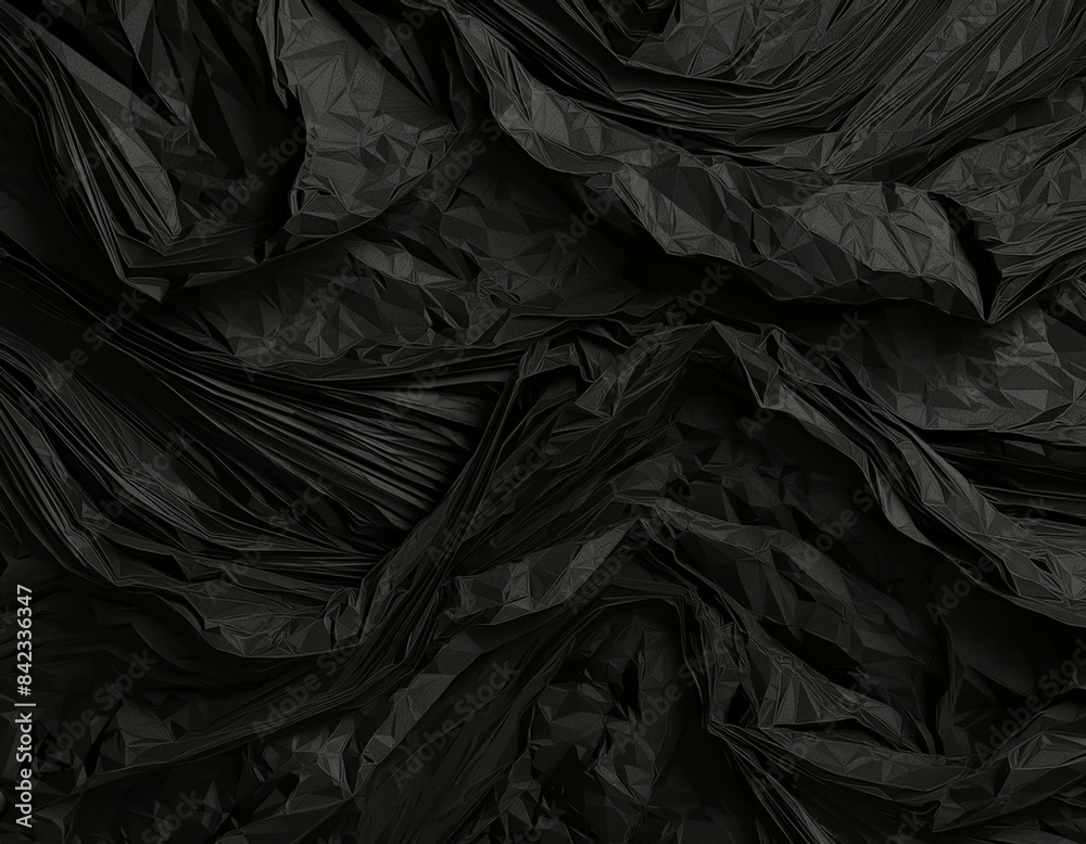 Black crumpled paper texture. Crumpled black paper abstract shape background with space paper for text Black crumpled paper texture. Crumpled black paper abstract shape background with space paper for text