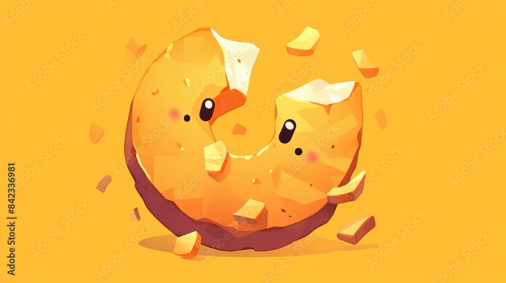 Fototapeta premium The fried chips symbol is a key element in the graphic design of the logo