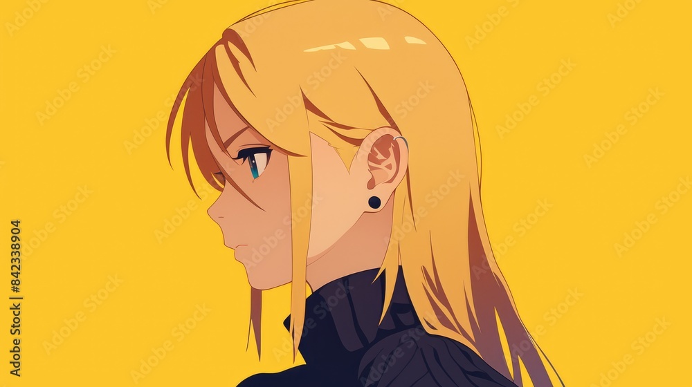 An isolated icon representing a character with blonde hair An isolated icon representing a character with blonde hair