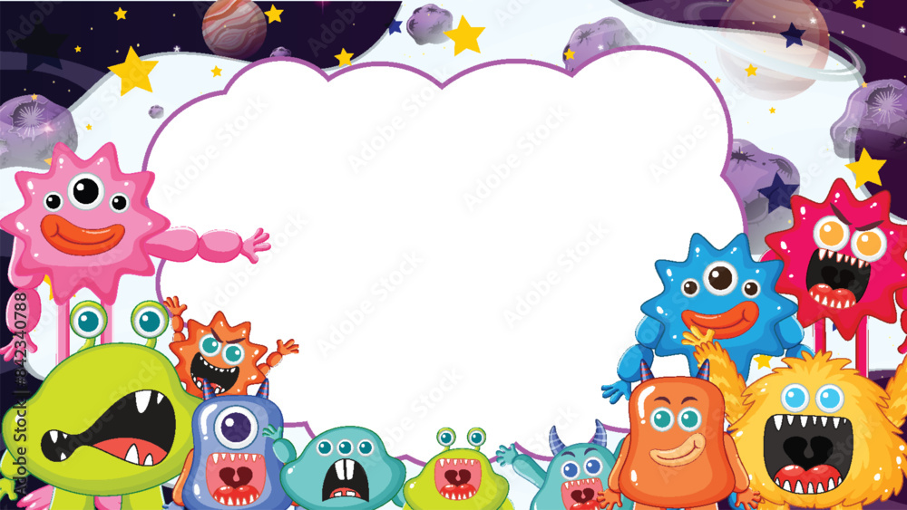 Cute monsters with a space background Cute monsters with a space background