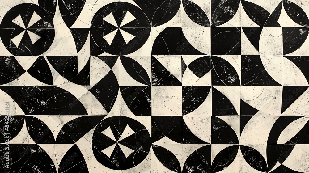 Fototapeta premium Black and white geometric pattern. Can be used as a background or as a design element.