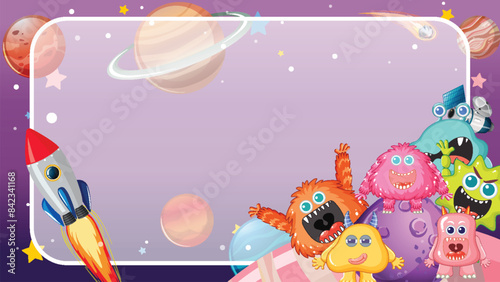 Colorful monsters and planets in space