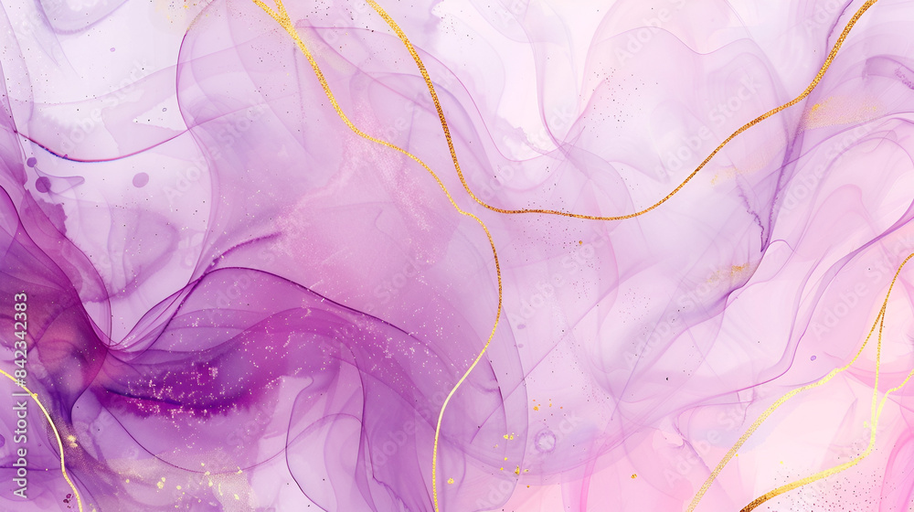 Fototapeta premium Pastel purple liquid marble watercolor background