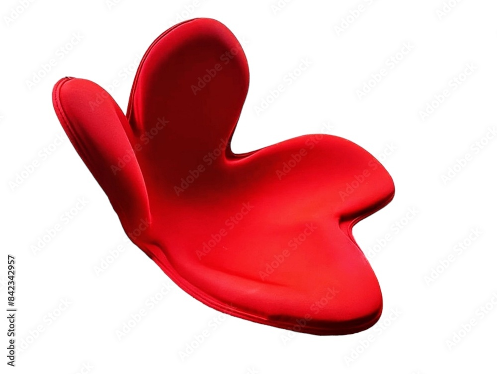 The background is white, the white cement floor in the picture is a plush red chair It is thick and soft for sitting on. It is all red and has the shape of a very beautiful colored flower. The background is white, the white cement floor in the picture is a plush red chair It is thick and soft for sitting on. It is all red and has the shape of a very beautiful colored flower.