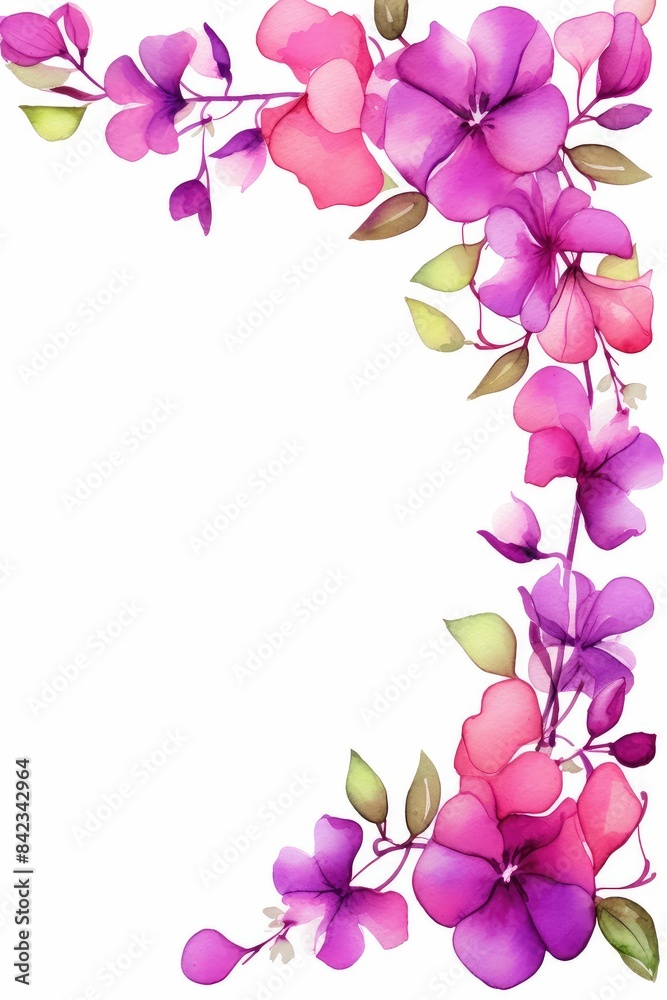bougainvillea themed frame or border for photos . featuring bright pink and purple flowers. watercolor illustration, white color background. bougainvillea themed frame or border for photos . featuring bright pink and purple flowers. watercolor illustration, white color background.