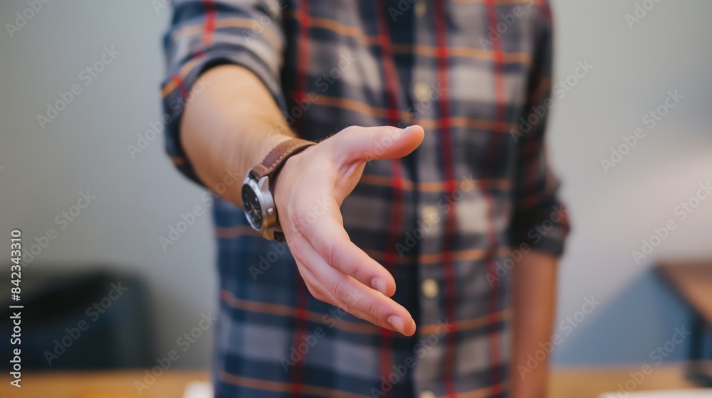 An inviting hand gesture indicating offering assistance, help or welcoming