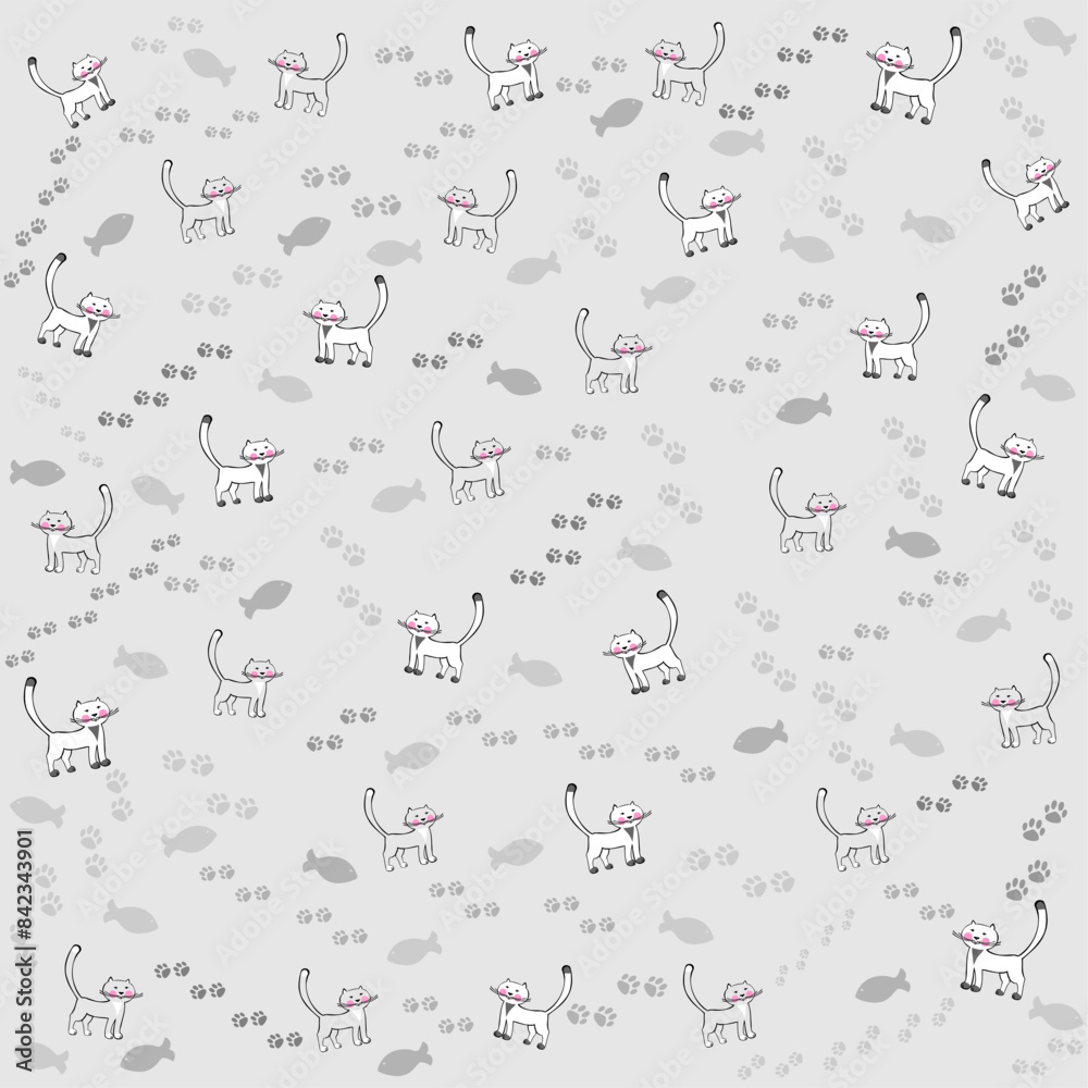 Obraz premium Seamless background with cats. Good for textile fabric design, wrapping paper, website wallpapers, textile, wallpaper and apparel. vector illustration