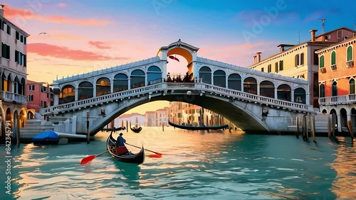 Beautiful Sunset Serenade in Rialto Bridge Venice 
