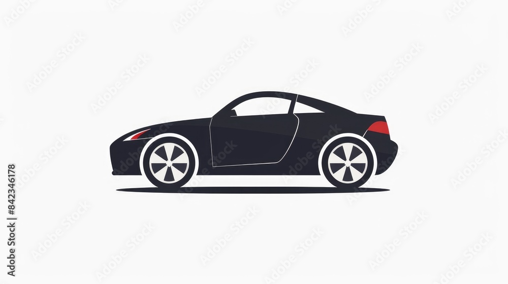 A sleek and contemporary 2d graphic featuring an automobile icon symbol element sign and logo all set against a clean white background in a stylish flat design
