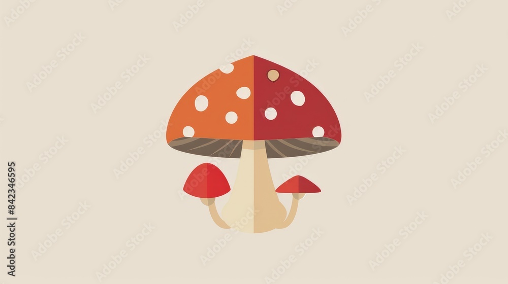 A flat illustration of a mushroom icon sliced in half perfect for web design purposes A flat illustration of a mushroom icon sliced in half perfect for web design purposes