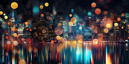 Vibrant City Lights with Bokeh Effect
Colorful Urban Nightscape with Light Orbs photo