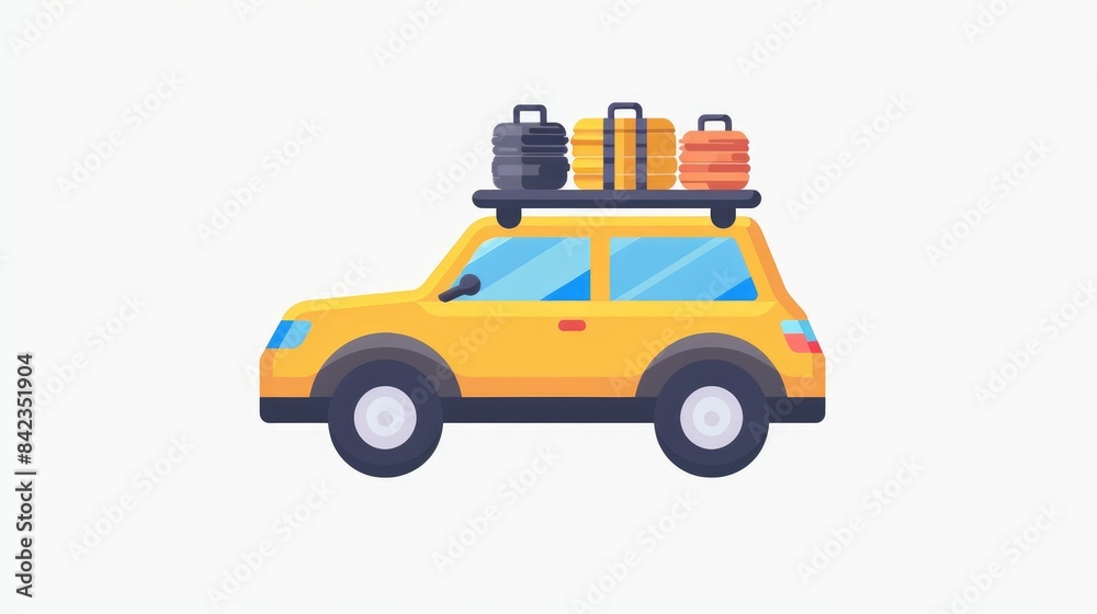 Fototapeta premium Icon of a taxi carrying luggage on the go