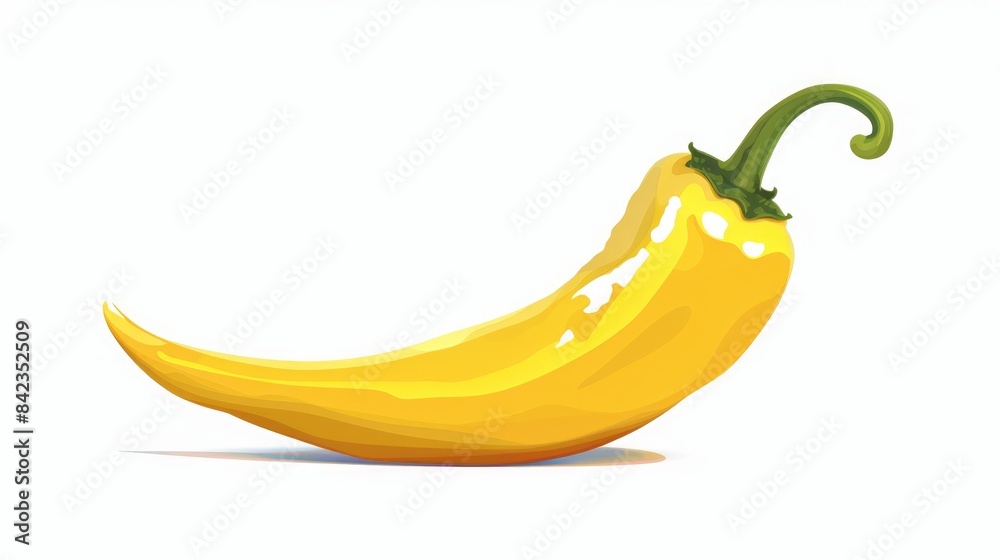 A vibrant and playful cartoon of a sizzling yellow pepper stands out against a clean white backdrop in this dynamic 2d illustration A vibrant and playful cartoon of a sizzling yellow pepper stands out against a clean white backdrop in this dynamic 2d illustration