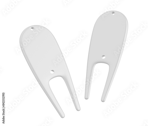 Fotografi Blank golf divot tool tee set 3d illustration.