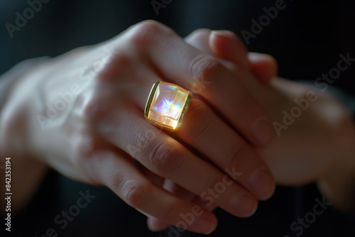 ring with holographic stone