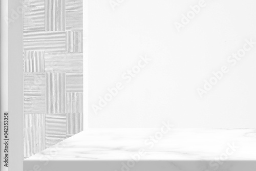 White Marble Table Corner with White Modern Room Background