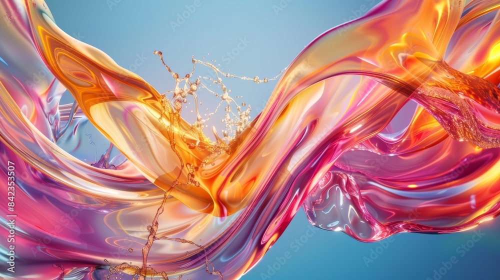 Obraz premium A conceptual artwork showcasing collagen's role in skin rejuvenation, with vibrant colors and flowing forms.