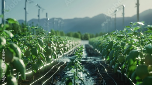 Modern hydroponic chili farming field photo