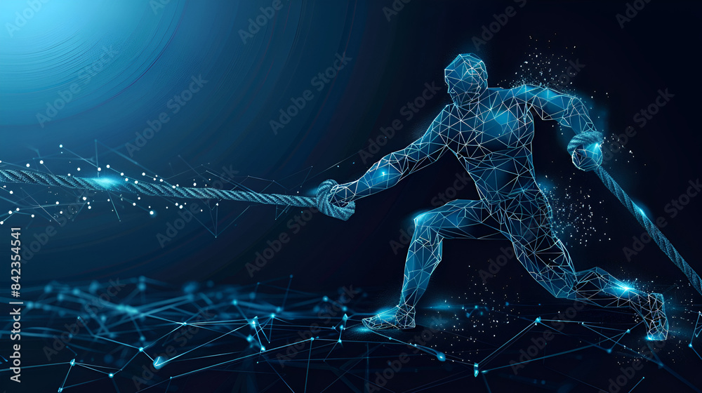 Power and strength low poly wireframe banner template Power and strength low poly wireframe banner template