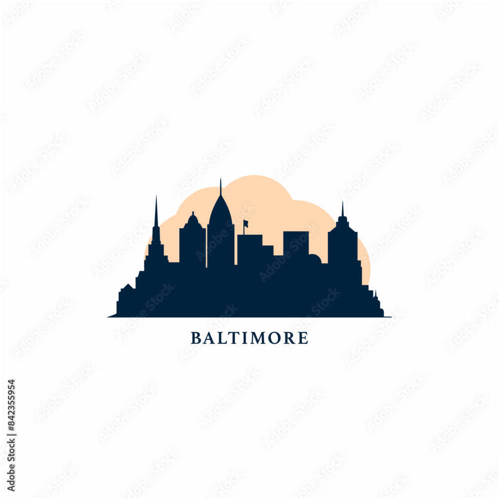 custom made wallpaper toronto digitalBaltimore skyline, downtown panorama logo, logotype. USA, Maryland state city badge black contour, isolated vector pictogram with monuments, landmarks, skyscrapers