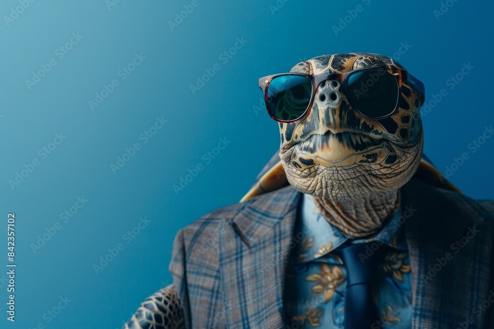 A turtle wearing a suit and sunglasses A turtle wearing a suit and sunglasses