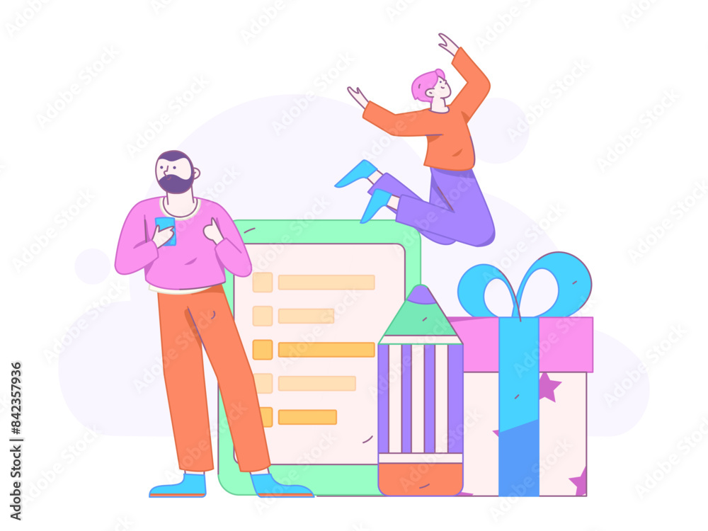 Invite friends to conduct questionnaire flat vector concept operation hand drawn illustration
Invite friends to conduct questionnaire flat vector concept operation hand drawn illustration