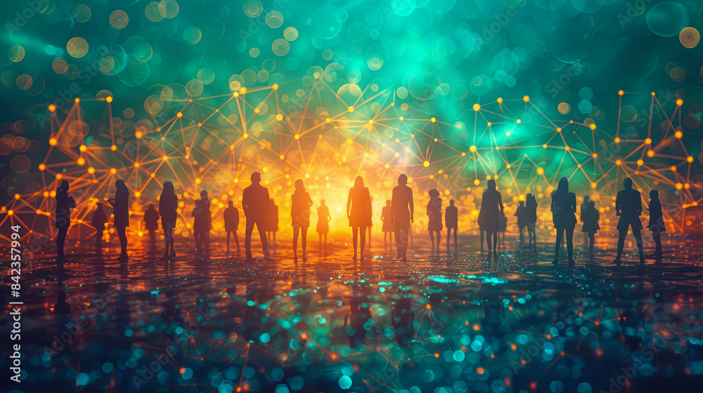 Interconnected Digital Network of People in Online Community - Illuminated Social Interaction - Ai Generated Interconnected Digital Network of People in Online Community - Illuminated Social Interaction - Ai Generated