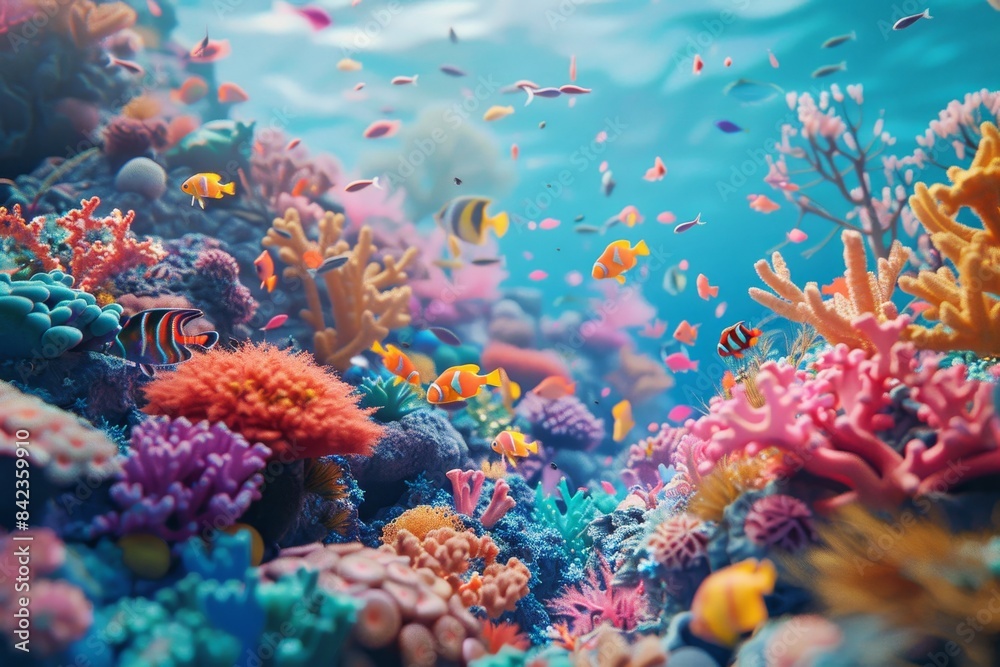 Fototapeta premium 3d illustration of the atmospheres in the sea bokeh style background