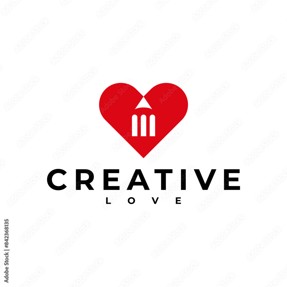 CREATIVE LOVE PENCIL LOGO ICON ILLUSTRATION