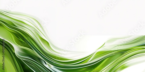 Pistachio green wave abstract, light and refreshing pistachio green wave flowing on a white background