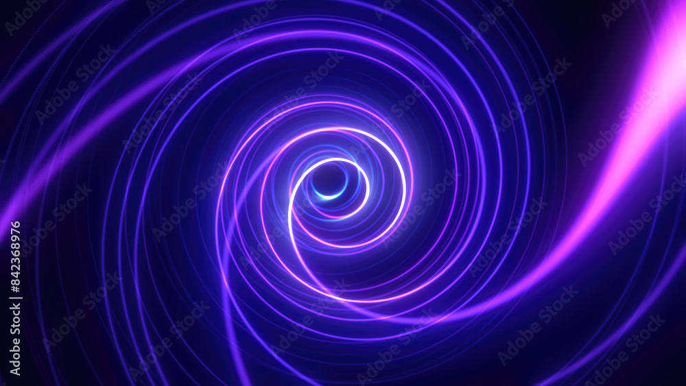 Abstract bright purple background tunnel with flying lines of energy particles and light rays Abstract bright purple background tunnel with flying lines of energy particles and light rays