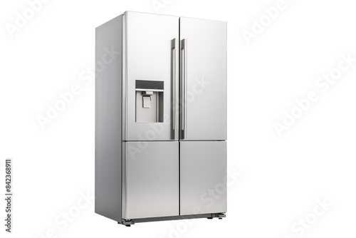 A White Refrigerator Standing Tall Against a Pristine Background Isolated on a Transparent Background PNG.