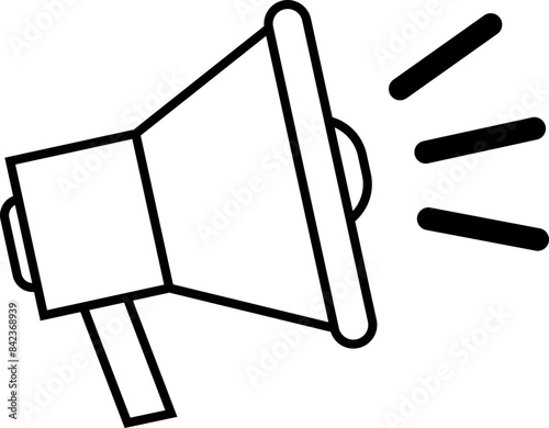 Loudspeaker line icon, megaphone and website button, horn graphics, a linear pattern on a white background