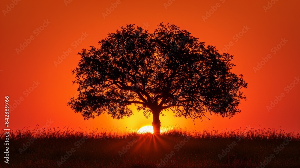 Silhouette of a Tree at Sunset 