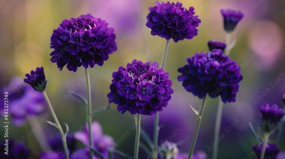 Obraz premium Scabiosa Dark Purple Flowers A Guide to Black Knight Variety