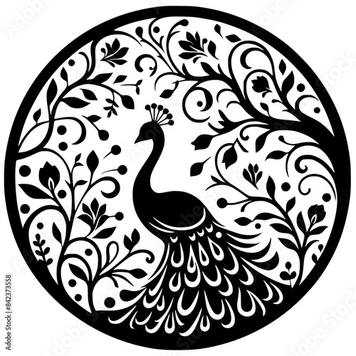 Beautiful peacock silhouette