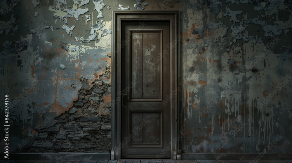 A closed door with the sounds of screams coming from behind it, suggesting conflict and tension inside. A closed door with the sounds of screams coming from behind it, suggesting conflict and tension inside.