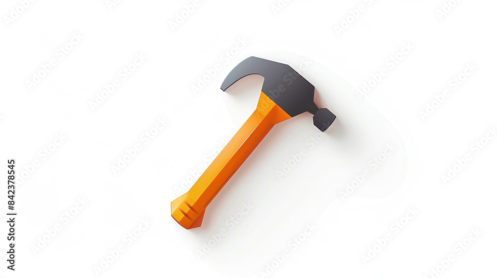 A bright orange hammer icon against a white backdrop, perfect for construction-themed designs and projects requiring a bold visual element. A bright orange hammer icon against a white backdrop, perfect for construction-themed designs and projects requiring a bold visual element.