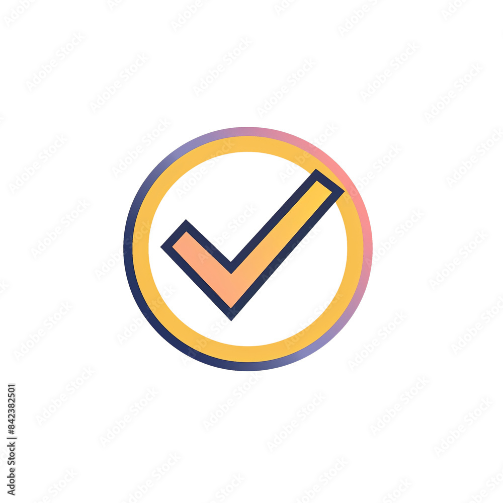 Gradient checkmark icon in a circle. Modern and colorful symbol for success, approval, and acceptance. Perfect for web design and various applications.