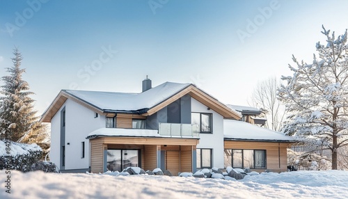 A Realistic House Render "Snow-Covered Serenity: Realistic Winter House Visualization"   © Bulbas