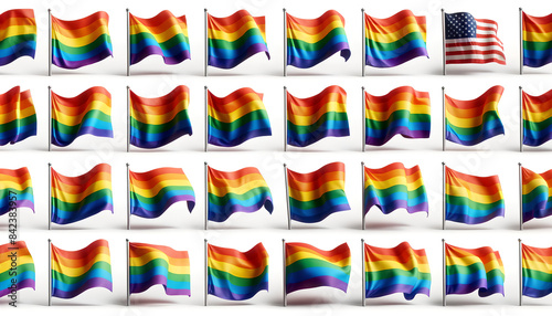 Free Download Vibrant Collection: Five Unique Rainbow Flags Showcasing Diverse Patterns and Colors on a Neutral Background Celebrating LGBTQ+ Pride - GFXLoad