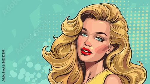 Beautiful blonde woman vector illustration in retro style pin up pop art