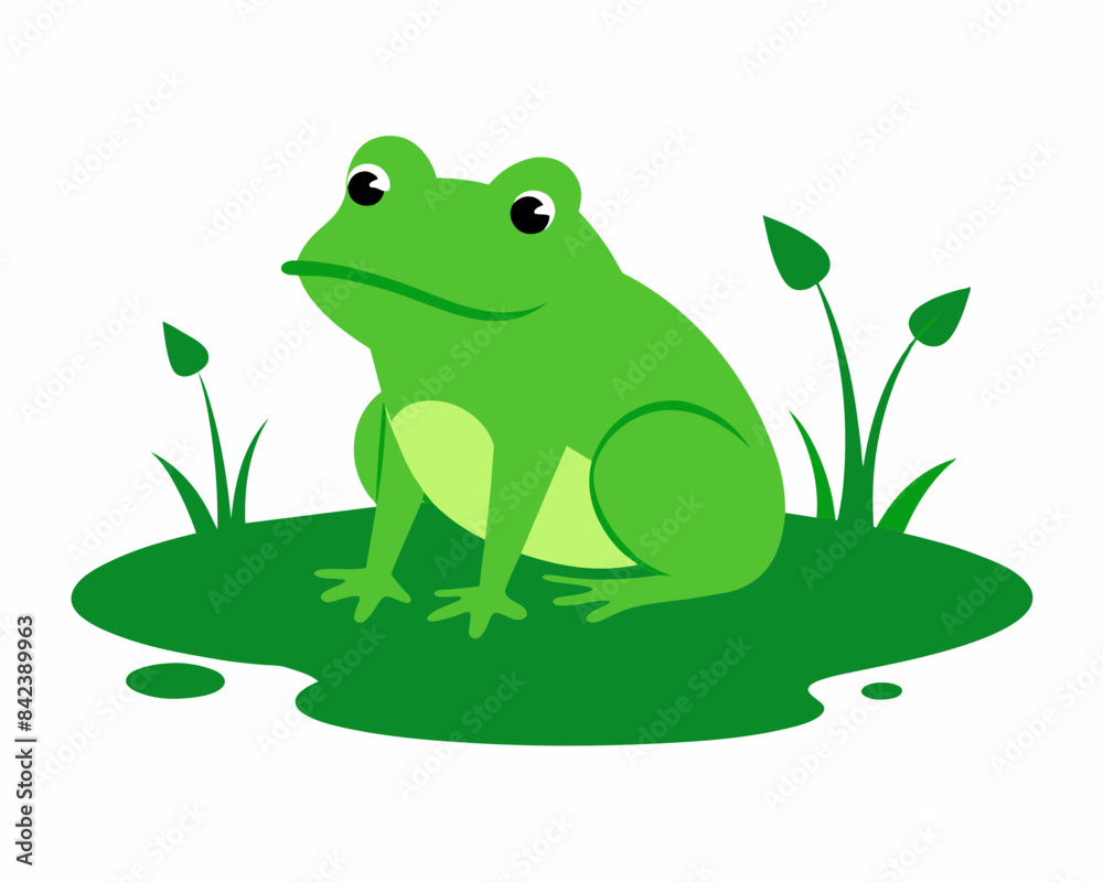 A frog is sitting on a hummock in a swamp vector illustration A frog is sitting on a hummock in a swamp vector illustration