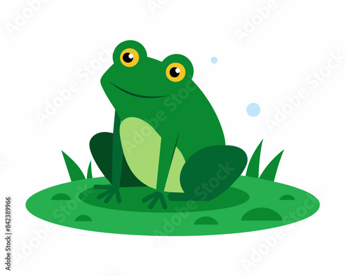 A frog is sitting on a hummock in a swamp vector illustration 